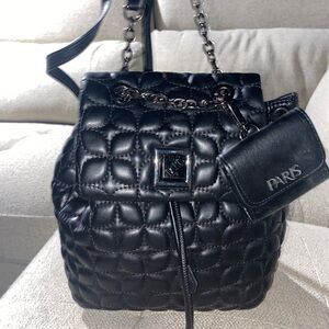 Paris Hilton Women's Madison Quilted Backpack & Wallet in black